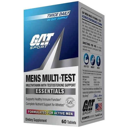GAT SPORT Men's Multi + Test, Premium Multivitamin Tablets (60 Count)